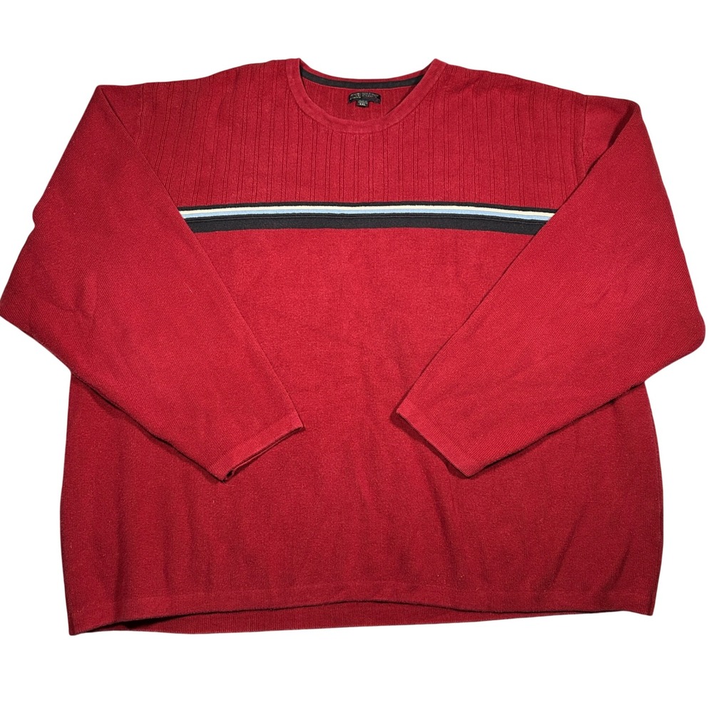Y2K BKE Resistance Strength Mens XXL Red Cotton Crewneck Striped Sweater 130884H